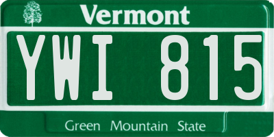 VT license plate YWI815