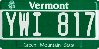 VT license plate YWI817
