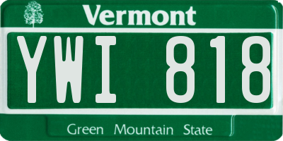 VT license plate YWI818