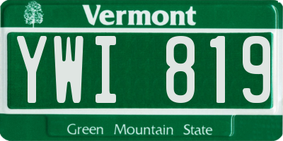 VT license plate YWI819