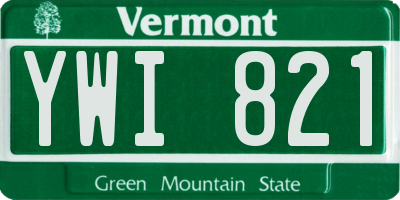 VT license plate YWI821