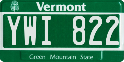 VT license plate YWI822