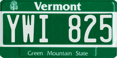 VT license plate YWI825