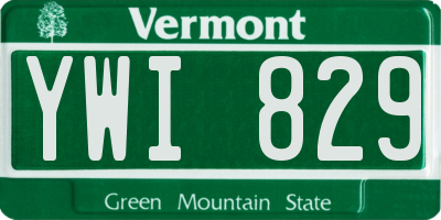VT license plate YWI829