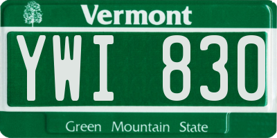 VT license plate YWI830