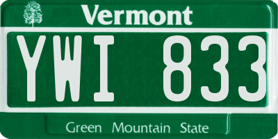 VT license plate YWI833