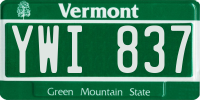 VT license plate YWI837