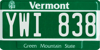 VT license plate YWI838