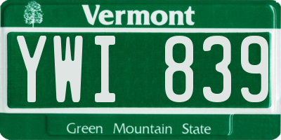 VT license plate YWI839
