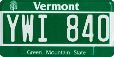 VT license plate YWI840