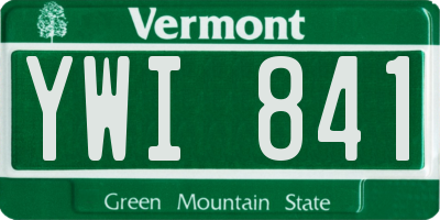 VT license plate YWI841