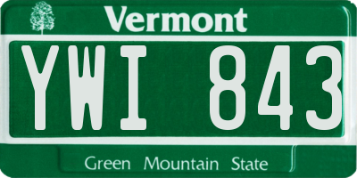 VT license plate YWI843