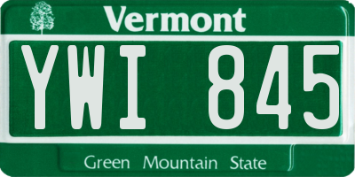 VT license plate YWI845