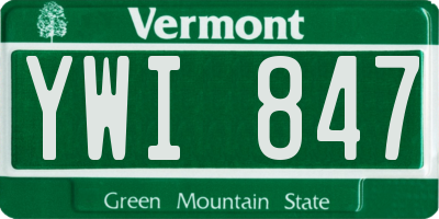 VT license plate YWI847