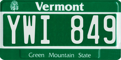 VT license plate YWI849