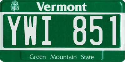 VT license plate YWI851