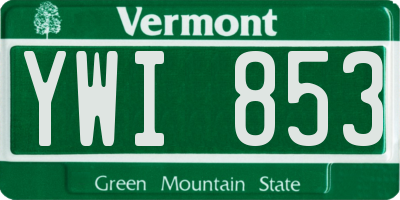 VT license plate YWI853