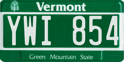 VT license plate YWI854