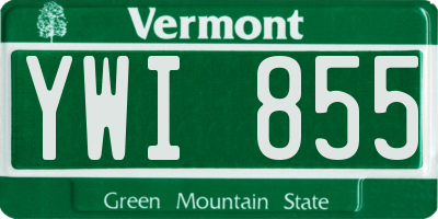 VT license plate YWI855