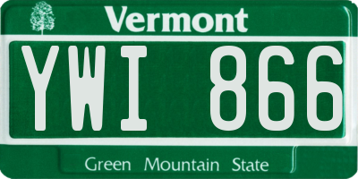 VT license plate YWI866