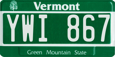 VT license plate YWI867