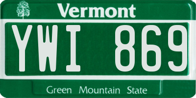 VT license plate YWI869