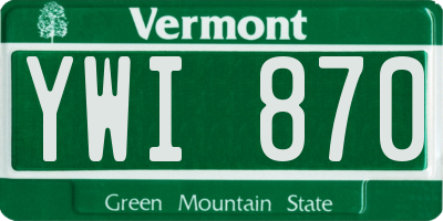 VT license plate YWI870
