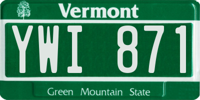 VT license plate YWI871