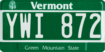 VT license plate YWI872