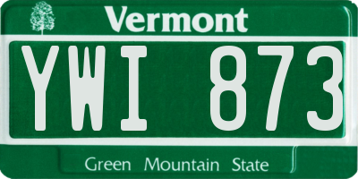 VT license plate YWI873