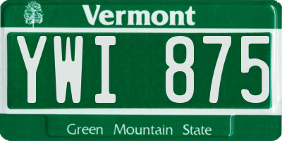 VT license plate YWI875