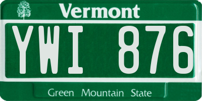 VT license plate YWI876