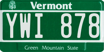 VT license plate YWI878
