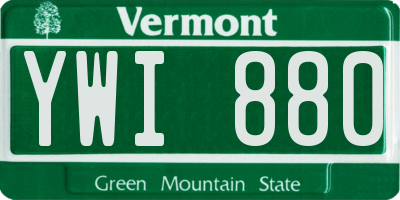 VT license plate YWI880