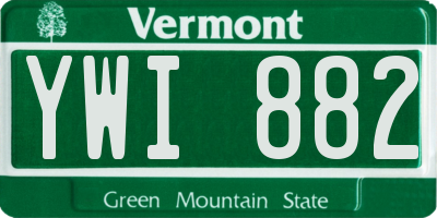 VT license plate YWI882