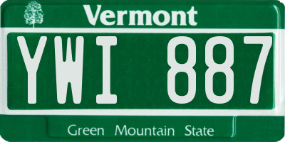 VT license plate YWI887
