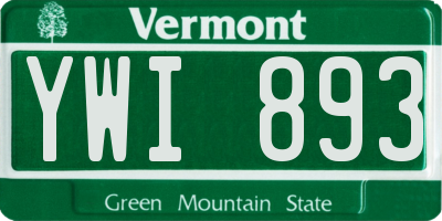 VT license plate YWI893
