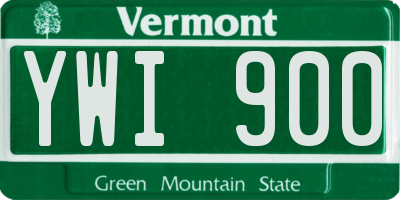VT license plate YWI900