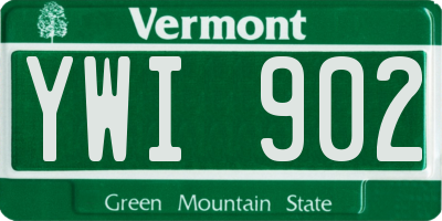 VT license plate YWI902