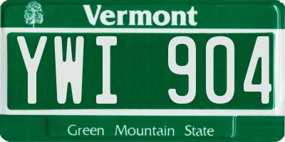 VT license plate YWI904
