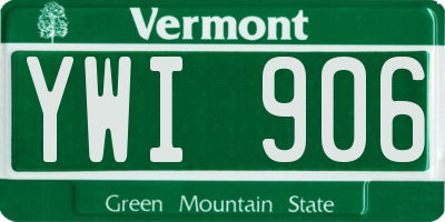 VT license plate YWI906