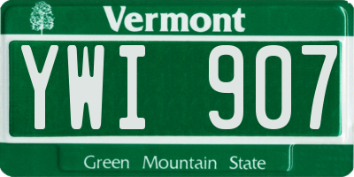 VT license plate YWI907