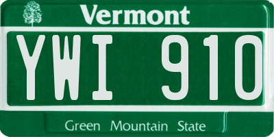 VT license plate YWI910