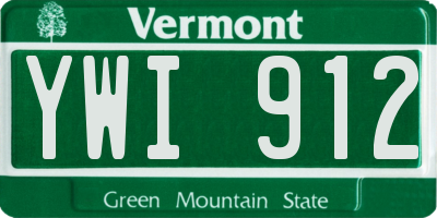 VT license plate YWI912