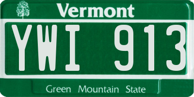VT license plate YWI913