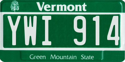 VT license plate YWI914