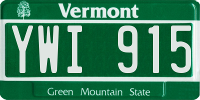 VT license plate YWI915