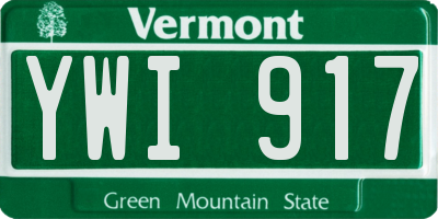 VT license plate YWI917