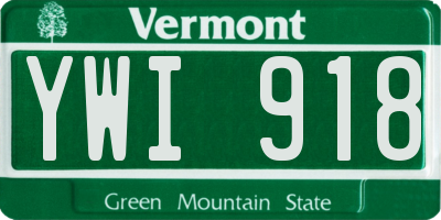 VT license plate YWI918