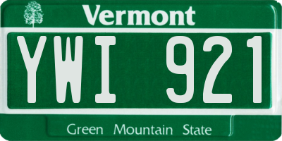 VT license plate YWI921